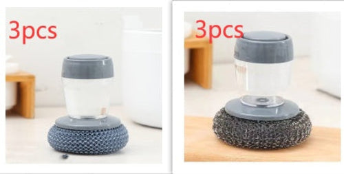 Kitchen Soap Dispensing Palm Brush Cleaner Push-type Brush Kitchen